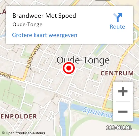 Locatie op kaart van de 112 melding: Brandweer Met Spoed Naar Oude-Tonge op 10 juni 2021 10:49