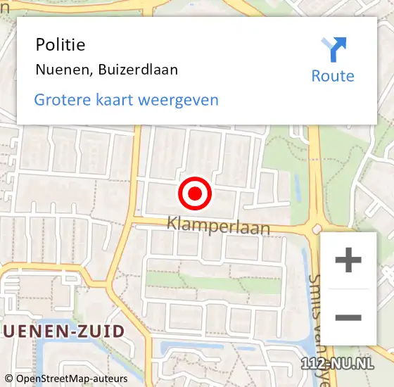 Locatie op kaart van de 112 melding: Politie Nuenen, Buizerdlaan op 10 juni 2021 11:05