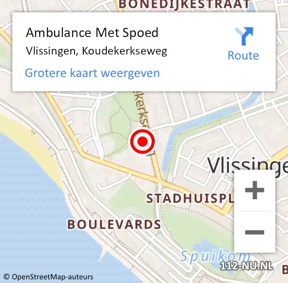 Locatie op kaart van de 112 melding: Ambulance Met Spoed Naar Vlissingen, Koudekerkseweg op 10 juni 2021 11:14