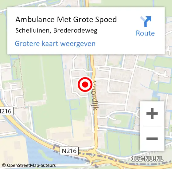 Locatie op kaart van de 112 melding: Ambulance Met Grote Spoed Naar Schelluinen, Brederodeweg op 10 juni 2021 11:14