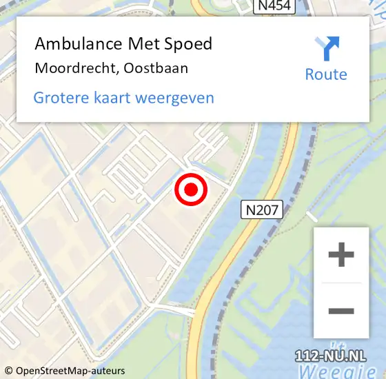 Locatie op kaart van de 112 melding: Ambulance Met Spoed Naar Moordrecht, Oostbaan op 10 juni 2021 11:16