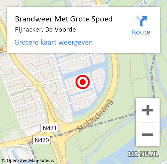 Locatie op kaart van de 112 melding: Brandweer Met Grote Spoed Naar Pijnacker, De Voorde op 10 juni 2021 11:33