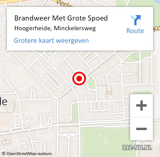 Locatie op kaart van de 112 melding: Brandweer Met Grote Spoed Naar Hoogerheide, Minckelersweg op 10 juni 2021 11:57