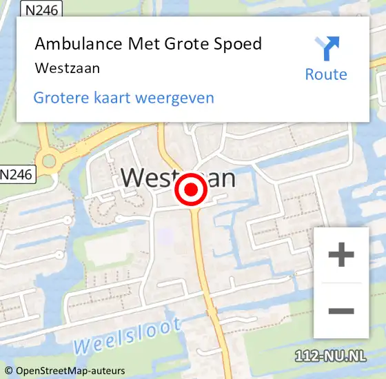 Locatie op kaart van de 112 melding: Ambulance Met Grote Spoed Naar Westzaan op 10 juni 2021 12:03