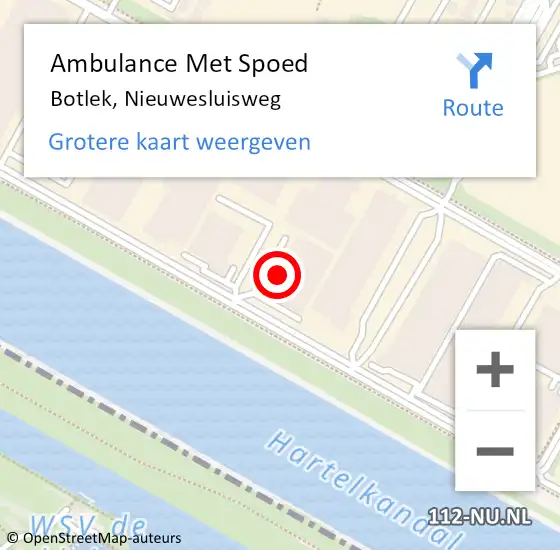 Locatie op kaart van de 112 melding: Ambulance Met Spoed Naar Botlek, Nieuwesluisweg op 10 juni 2021 12:10