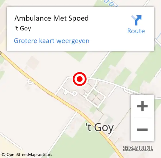 Locatie op kaart van de 112 melding: Ambulance Met Spoed Naar 't Goy op 10 juni 2021 12:27