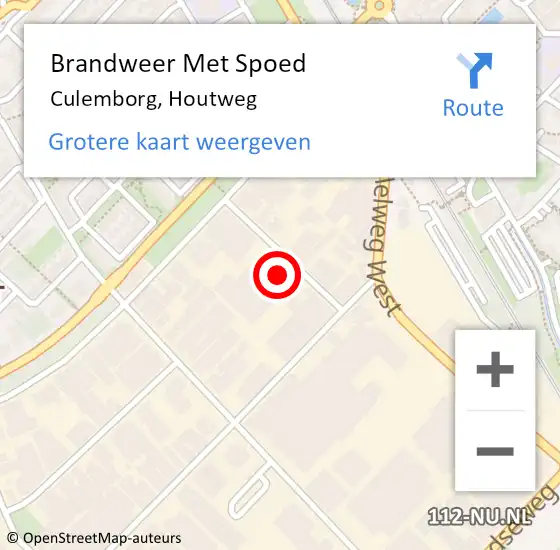 Locatie op kaart van de 112 melding: Brandweer Met Spoed Naar Culemborg, Houtweg op 10 juni 2021 12:28