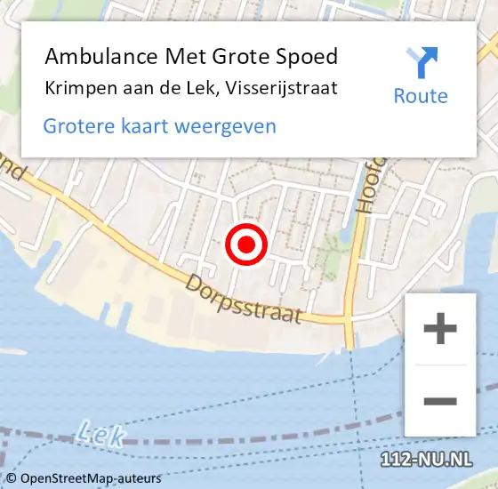 Locatie op kaart van de 112 melding: Ambulance Met Grote Spoed Naar Krimpen aan de Lek, Visserijstraat op 10 juni 2021 12:30