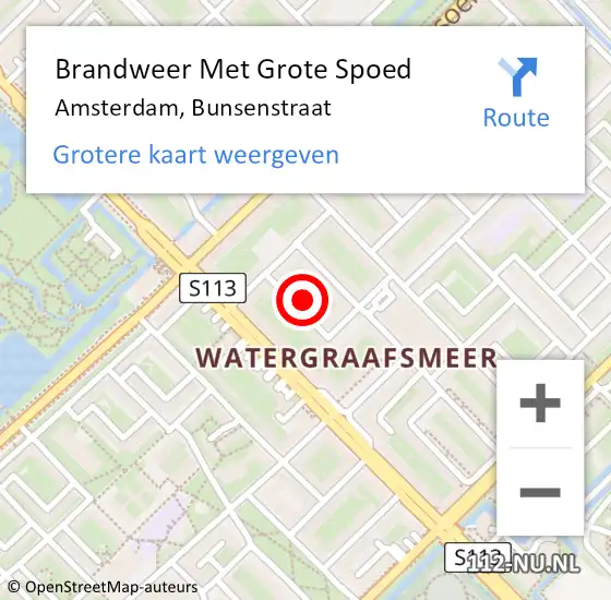 Locatie op kaart van de 112 melding: Brandweer Met Grote Spoed Naar Amsterdam, Bunsenstraat op 10 juni 2021 12:44