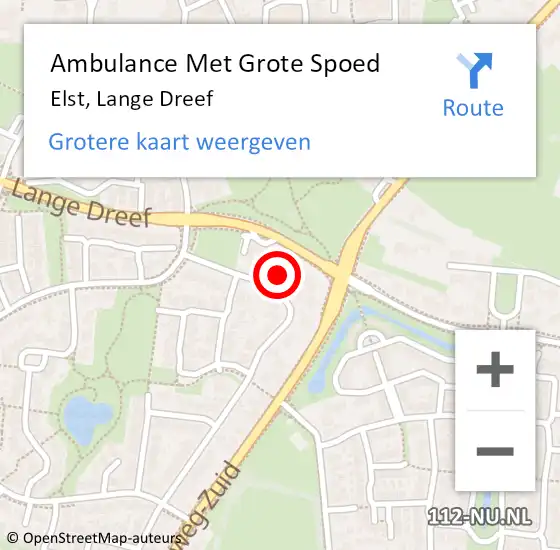 Locatie op kaart van de 112 melding: Ambulance Met Grote Spoed Naar Elst, Lange Dreef op 10 juni 2021 13:09