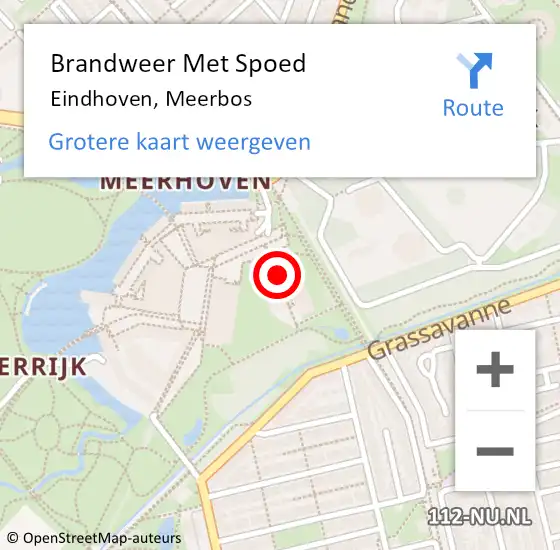 Locatie op kaart van de 112 melding: Brandweer Met Spoed Naar Eindhoven, Meerbos op 10 juni 2021 13:15