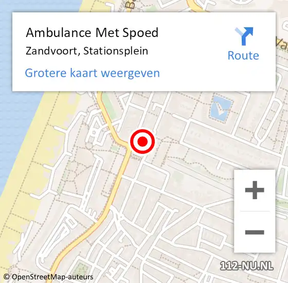 Locatie op kaart van de 112 melding: Ambulance Met Spoed Naar Zandvoort, Stationsplein op 10 juni 2021 13:32