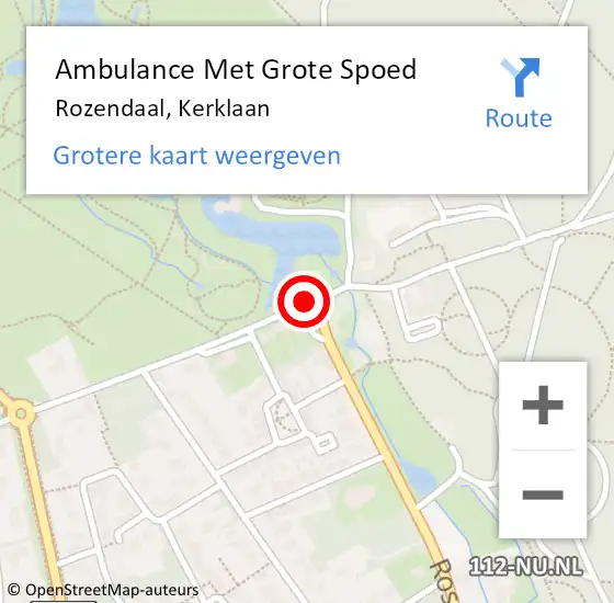 Locatie op kaart van de 112 melding: Ambulance Met Grote Spoed Naar Rozendaal, Kerklaan op 10 juni 2021 13:35