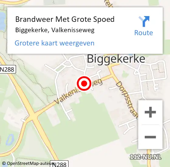 Locatie op kaart van de 112 melding: Brandweer Met Grote Spoed Naar Biggekerke, Valkenisseweg op 10 juni 2021 13:36