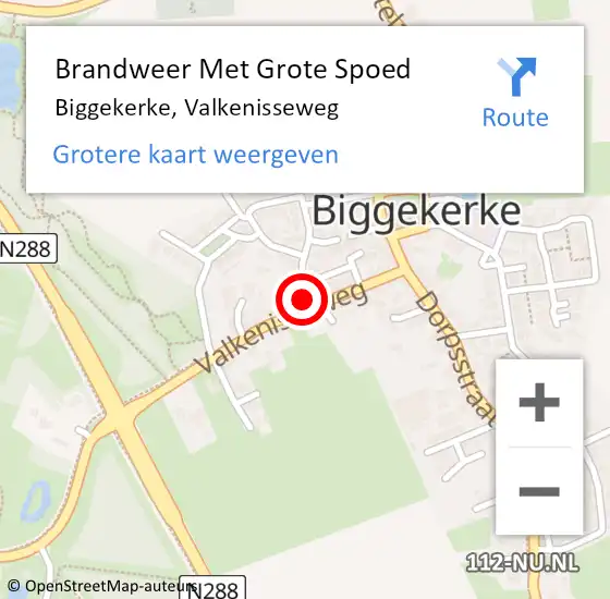 Locatie op kaart van de 112 melding: Brandweer Met Grote Spoed Naar Biggekerke, Valkenisseweg op 10 juni 2021 13:37