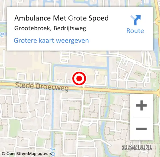 Locatie op kaart van de 112 melding: Ambulance Met Grote Spoed Naar Grootebroek, Bedrijfsweg op 10 juni 2021 13:38