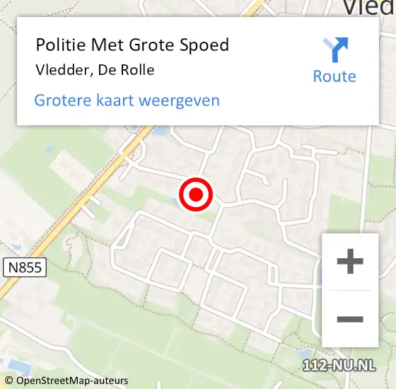 Locatie op kaart van de 112 melding: Politie Met Grote Spoed Naar Vledder, De Rolle op 10 juni 2021 13:45