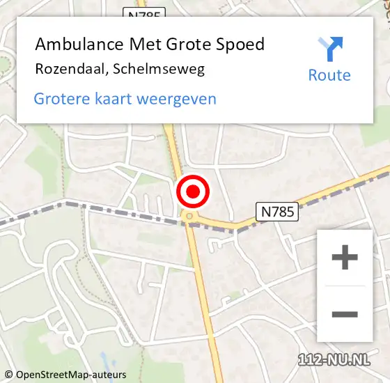 Locatie op kaart van de 112 melding: Ambulance Met Grote Spoed Naar Rozendaal, Schelmseweg op 10 juni 2021 13:48