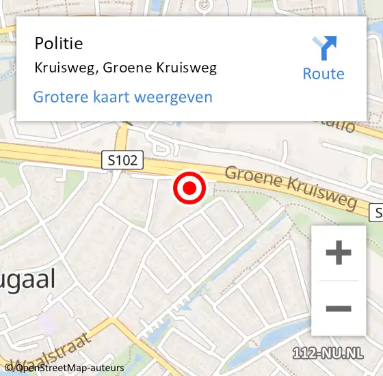 Locatie op kaart van de 112 melding: Politie Kruisweg, Groene Kruisweg op 10 juni 2021 13:54