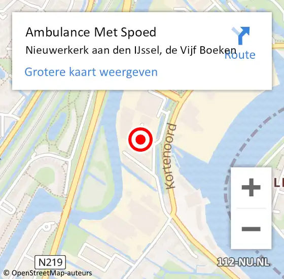 Locatie op kaart van de 112 melding: Ambulance Met Spoed Naar Nieuwerkerk aan den IJssel, de Vijf Boeken op 10 juni 2021 13:57