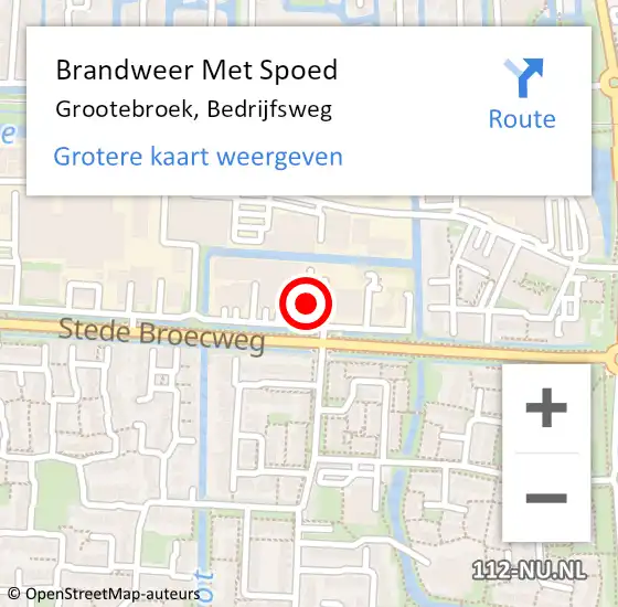 Locatie op kaart van de 112 melding: Brandweer Met Spoed Naar Grootebroek, Bedrijfsweg op 10 juni 2021 14:03