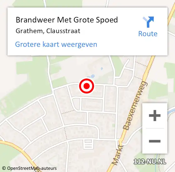 Locatie op kaart van de 112 melding: Brandweer Met Grote Spoed Naar Grathem, Clausstraat op 10 juni 2021 14:12