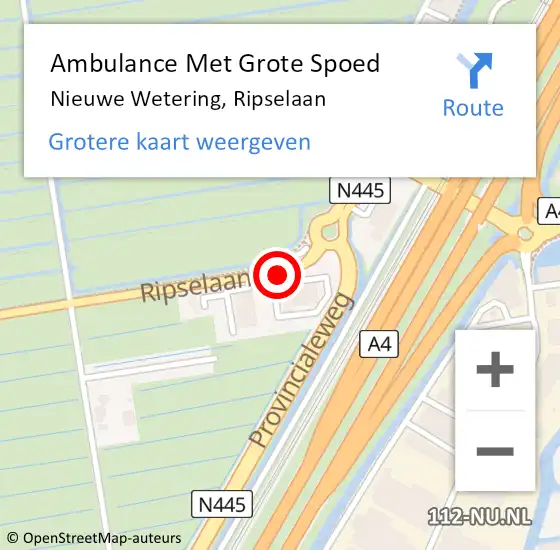 Locatie op kaart van de 112 melding: Ambulance Met Grote Spoed Naar Nieuwe Wetering, Ripselaan op 10 juni 2021 14:14