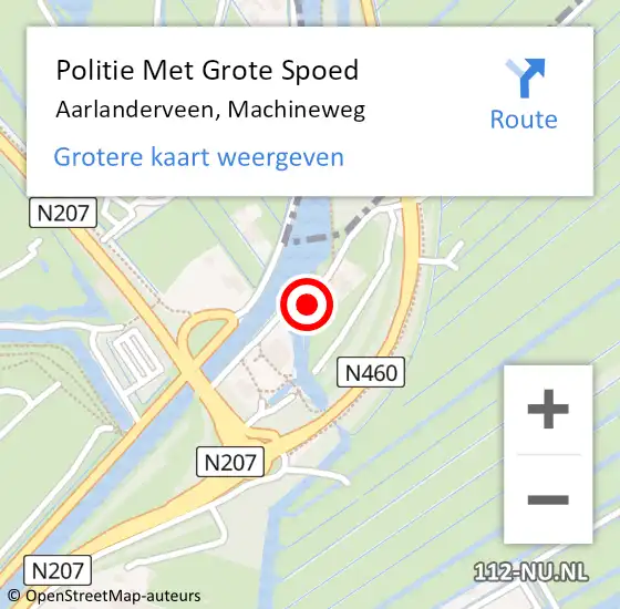 Locatie op kaart van de 112 melding: Politie Met Grote Spoed Naar Aarlanderveen, Machineweg op 10 juni 2021 14:44