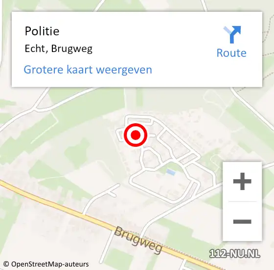 Locatie op kaart van de 112 melding: Politie Echt, Brugweg op 10 juni 2021 14:58