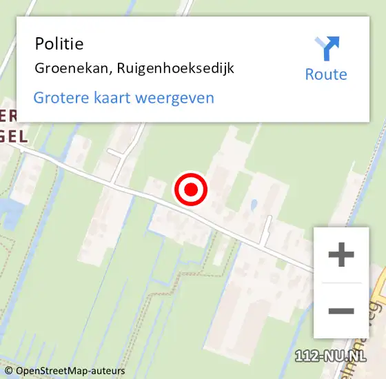 Locatie op kaart van de 112 melding: Politie Groenekan, Ruigenhoeksedijk op 10 juni 2021 15:03