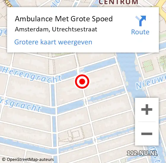 Locatie op kaart van de 112 melding: Ambulance Met Grote Spoed Naar Amsterdam, Utrechtsestraat op 10 juni 2021 15:04