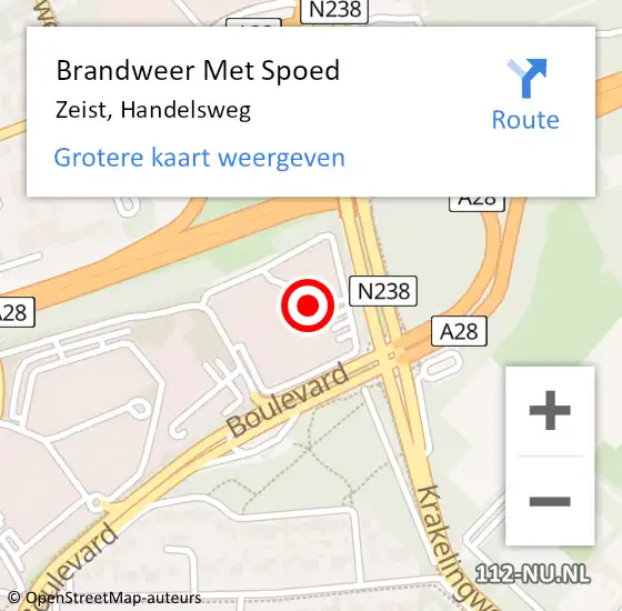 Locatie op kaart van de 112 melding: Brandweer Met Spoed Naar Zeist, Handelsweg op 10 juni 2021 15:18