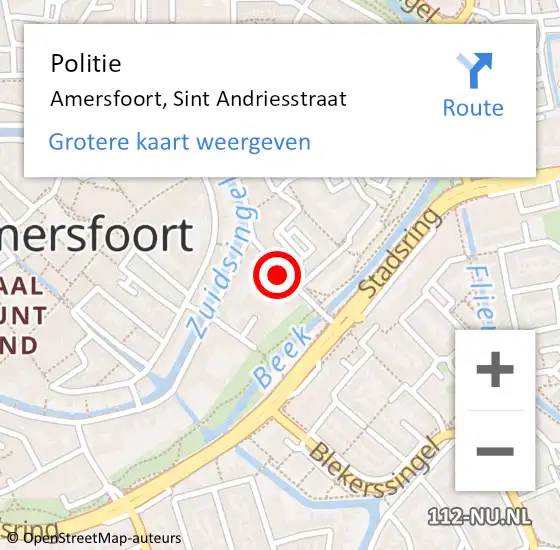 Locatie op kaart van de 112 melding: Politie Amersfoort, Sint Andriesstraat op 10 juni 2021 15:25