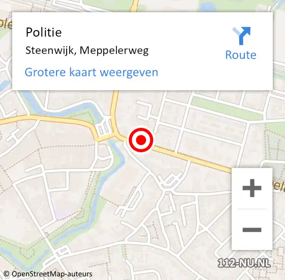 Locatie op kaart van de 112 melding: Politie Steenwijk, Meppelerweg op 10 juni 2021 15:26