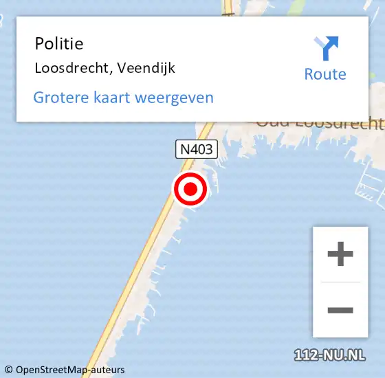 Locatie op kaart van de 112 melding: Politie Loosdrecht, Veendijk op 10 juni 2021 15:30