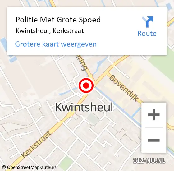 Locatie op kaart van de 112 melding: Politie Met Grote Spoed Naar Kwintsheul, Kerkstraat op 10 juni 2021 15:30