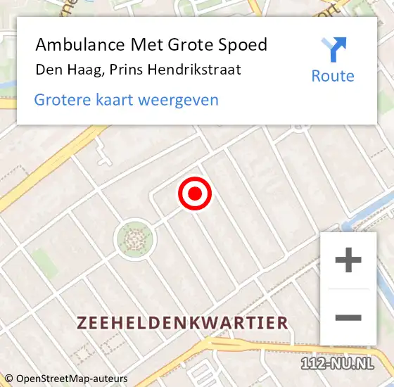 Locatie op kaart van de 112 melding: Ambulance Met Grote Spoed Naar Den Haag, Prins Hendrikstraat op 10 juni 2021 15:47