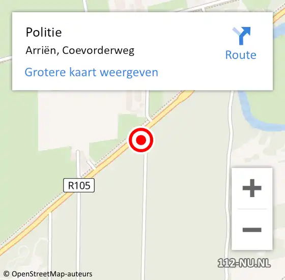 Locatie op kaart van de 112 melding: Politie Arriën, Coevorderweg op 10 juni 2021 15:51