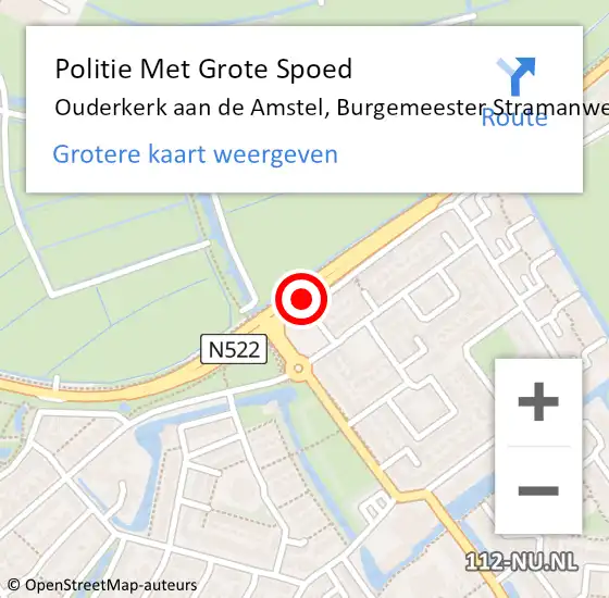 Locatie op kaart van de 112 melding: Politie Met Grote Spoed Naar Ouderkerk aan de Amstel, Burgemeester Stramanweg op 10 juni 2021 16:03