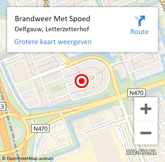 Locatie op kaart van de 112 melding: Brandweer Met Spoed Naar Delfgauw, Letterzetterhof op 10 juni 2021 16:07