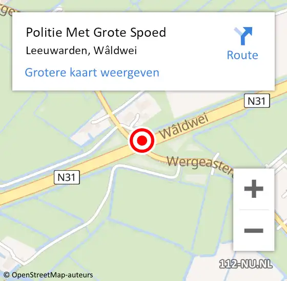 Locatie op kaart van de 112 melding: Politie Met Grote Spoed Naar Leeuwarden, Wâldwei op 10 juni 2021 16:07