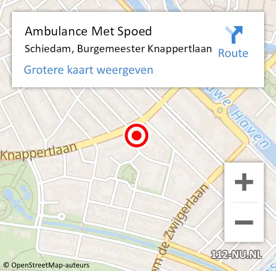Locatie op kaart van de 112 melding: Ambulance Met Spoed Naar Schiedam, Burgemeester Knappertlaan op 10 juni 2021 16:23
