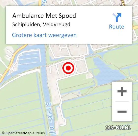 Locatie op kaart van de 112 melding: Ambulance Met Spoed Naar Schipluiden, Veldvreugd op 10 juni 2021 16:58