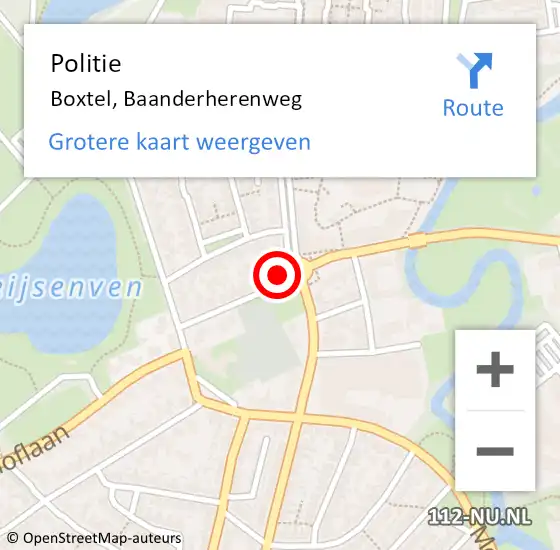 Locatie op kaart van de 112 melding: Politie Boxtel, Baanderherenweg op 10 juni 2021 16:58