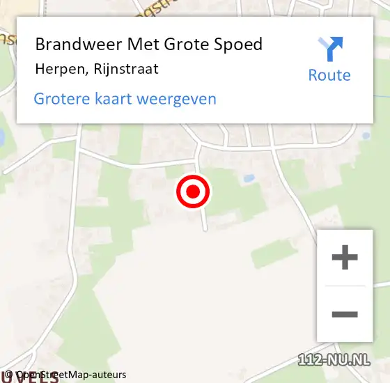 Locatie op kaart van de 112 melding: Brandweer Met Grote Spoed Naar Herpen, Rijnstraat op 10 juni 2021 17:14