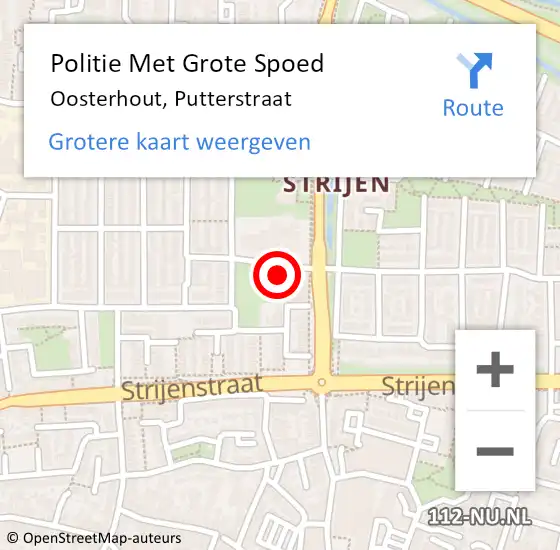 Locatie op kaart van de 112 melding: Politie Met Grote Spoed Naar Oosterhout, Putterstraat op 10 juni 2021 17:15