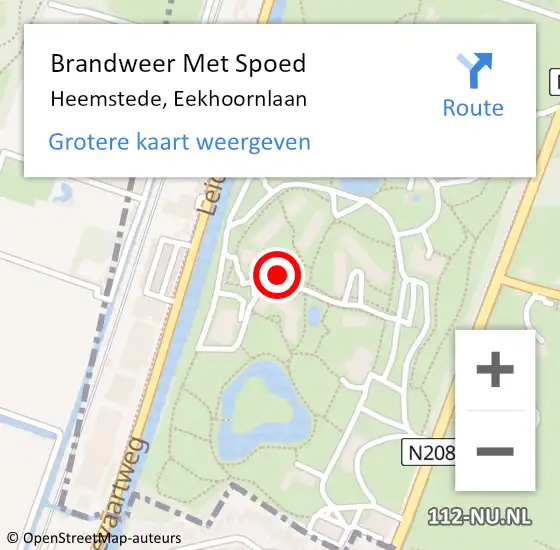 Locatie op kaart van de 112 melding: Brandweer Met Spoed Naar Heemstede, Eekhoornlaan op 10 juni 2021 17:29