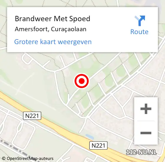 Locatie op kaart van de 112 melding: Brandweer Met Spoed Naar Amersfoort, Curaçaolaan op 10 juni 2021 17:51