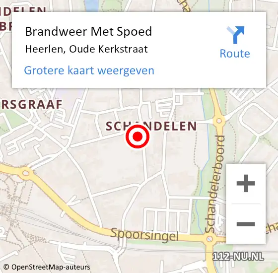 Locatie op kaart van de 112 melding: Brandweer Met Spoed Naar Heerlen, Oude Kerkstraat op 10 juni 2021 18:34