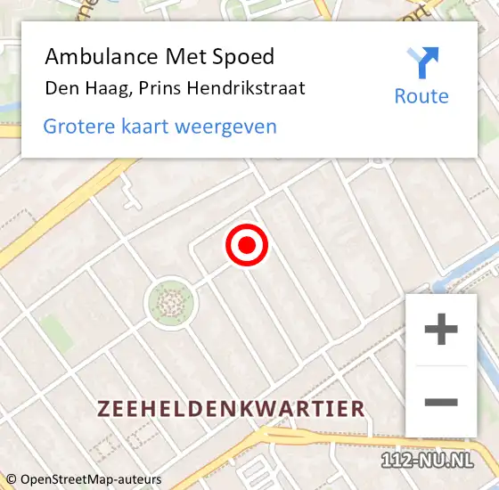 Locatie op kaart van de 112 melding: Ambulance Met Spoed Naar Den Haag, Prins Hendrikstraat op 10 juni 2021 18:43